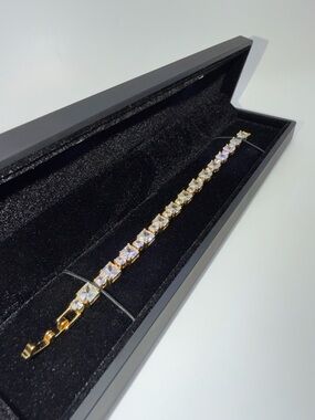 Gold Princess Cut Tennis Bracelet